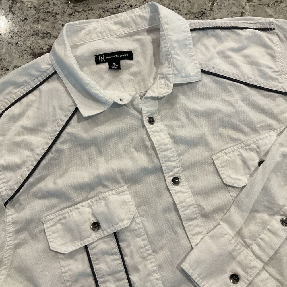 INC International Concepts Shirt Mens XL White Long Sleeve Button Up Cotton